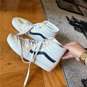 Vans high top cream and blue